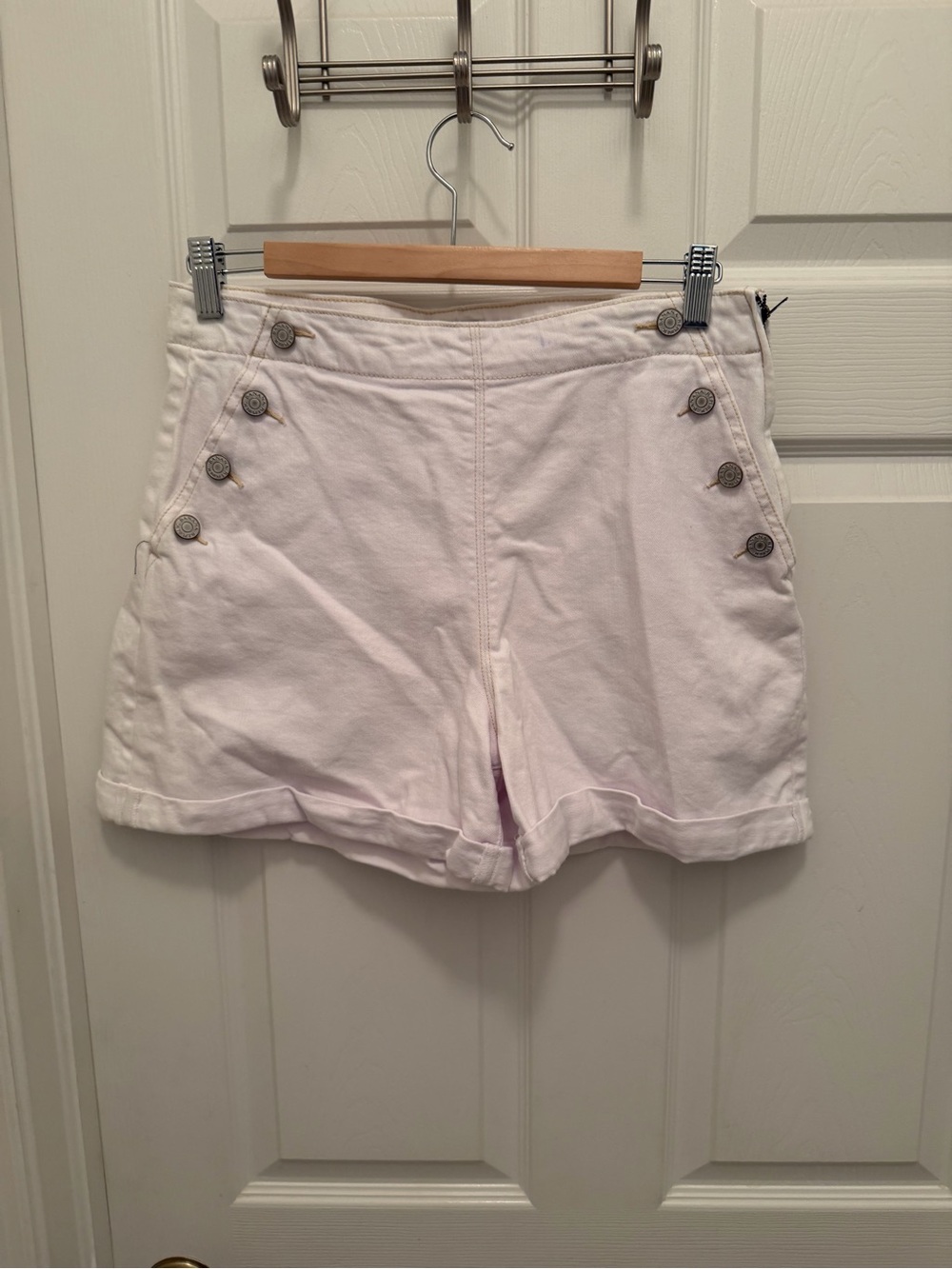 Banana Republic White High-Waist Button-Accent Women's Shorts